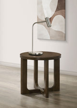 Kessler Round Sculptural Coffee Table & End Table Sets - Curved Open Base, Brown White Oak Veneer – view 12