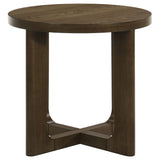 Kessler Round Sculptural Coffee Table & End Table Sets - Curved Open Base, Brown White Oak Veneer – view 13
