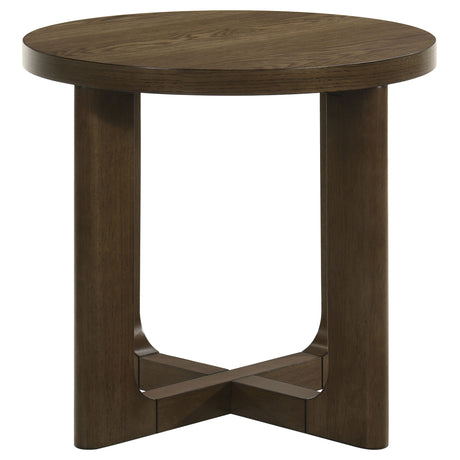 Kessler Round Sculptural Coffee Table & End Table Sets - Curved Open Base, Brown White Oak Veneer – view 13