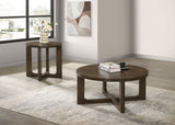 Kessler Round Sculptural Coffee Table & End Table Sets - 2pcs- Coffee Table + End Table