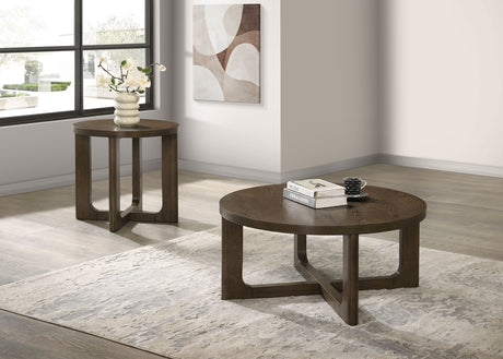 Kessler Round Sculptural Coffee Table & End Table Sets - 2pcs- Coffee Table + End Table