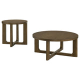 Kessler Round Sculptural Coffee Table & End Table Sets - Curved Open Base, Brown White Oak Veneer – view 19
