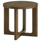 Kessler Round Sculptural Coffee Table & End Table Sets - Curved Open Base, Brown White Oak Veneer – view 20