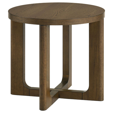 Kessler Round Sculptural Coffee Table & End Table Sets - Curved Open Base, Brown White Oak Veneer – view 20