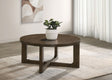 Kessler Round Sculptural Coffee Table & End Table Sets - Curved Open Base, Brown White Oak Veneer – view 1