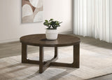 Kessler Round Sculptural Coffee Table & End Table Sets - Curved Open Base, Brown White Oak Veneer – view 1