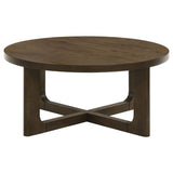 Kessler Round Sculptural Coffee Table & End Table Sets - Curved Open Base, Brown White Oak Veneer – view 6
