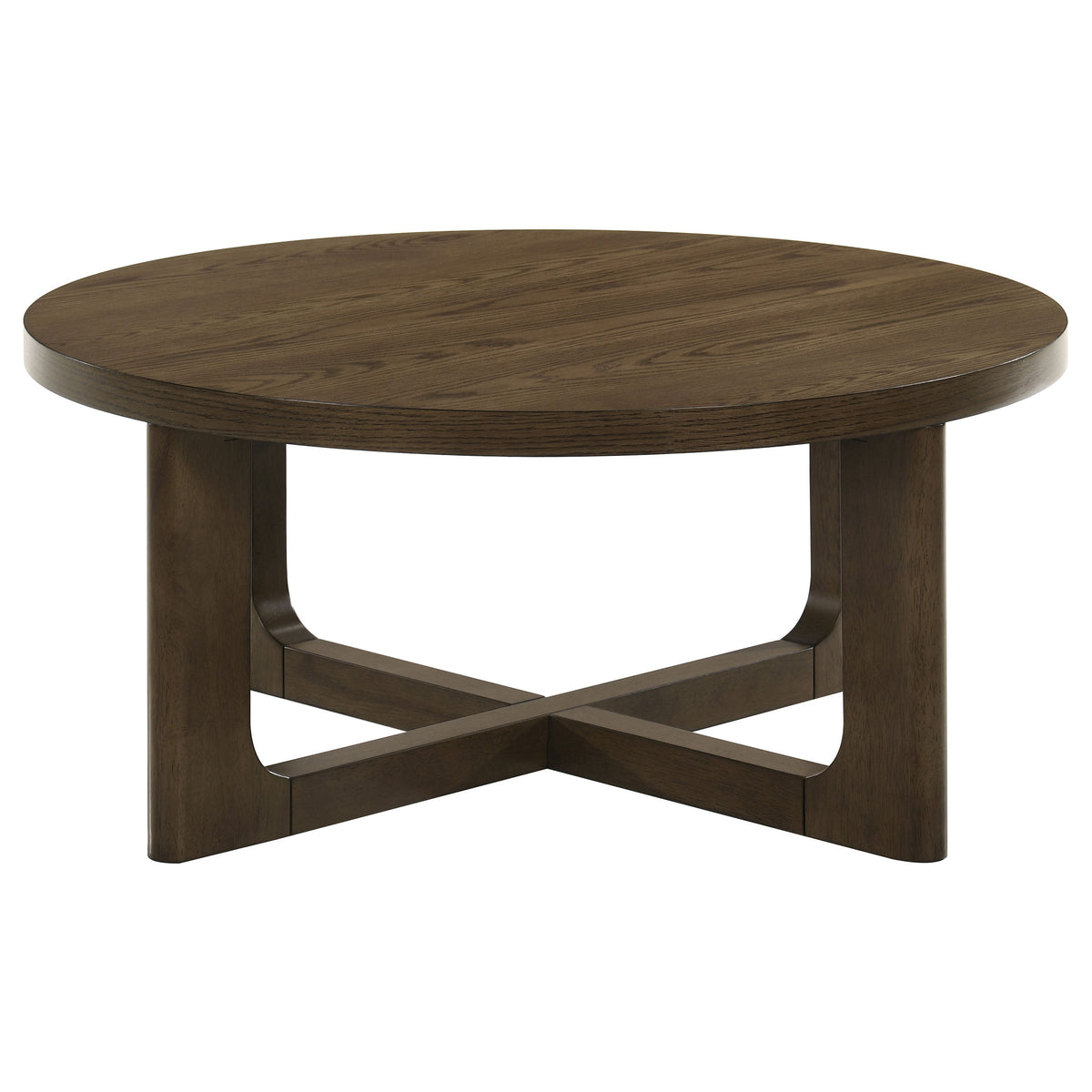 Kessler Round Sculptural Coffee Table & End Table Sets - Curved Open Base, Brown White Oak Veneer – view 7