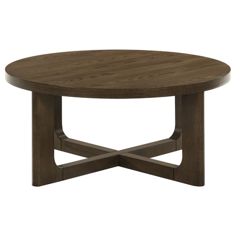 Kessler Round Sculptural Coffee Table & End Table Sets - Curved Open Base, Brown White Oak Veneer – view 7