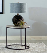 Lainey Round Nesting Coffee Tables & End Table - Grey Faux Marble on Gunmetal Frame – view 8
