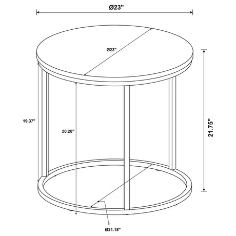 Lainey Round Nesting Coffee Tables & End Table - Grey Faux Marble on Gunmetal Frame – view 10