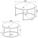 Lainey Round Nesting Coffee Tables & End Table - Grey Faux Marble on Gunmetal Frame – view 6
