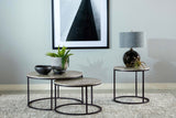 Lainey Round Nesting Coffee Tables & End Table - Grey Faux Marble on Gunmetal Frame – view 7