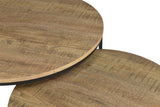 Lainey Round Nesting Coffee Tables & End Table - Mango Finish with Open Black Metal Bases – view 11