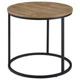 Lainey Round Nesting Coffee Tables & End Table - Mango Finish with Open Black Metal Bases – view 15