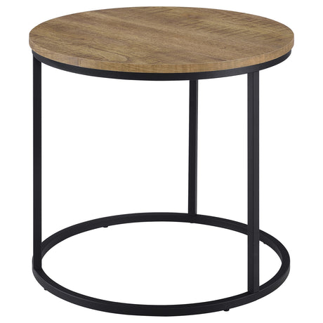 Lainey Round Nesting Coffee Tables & End Table - Mango Finish with Open Black Metal Bases – view 15