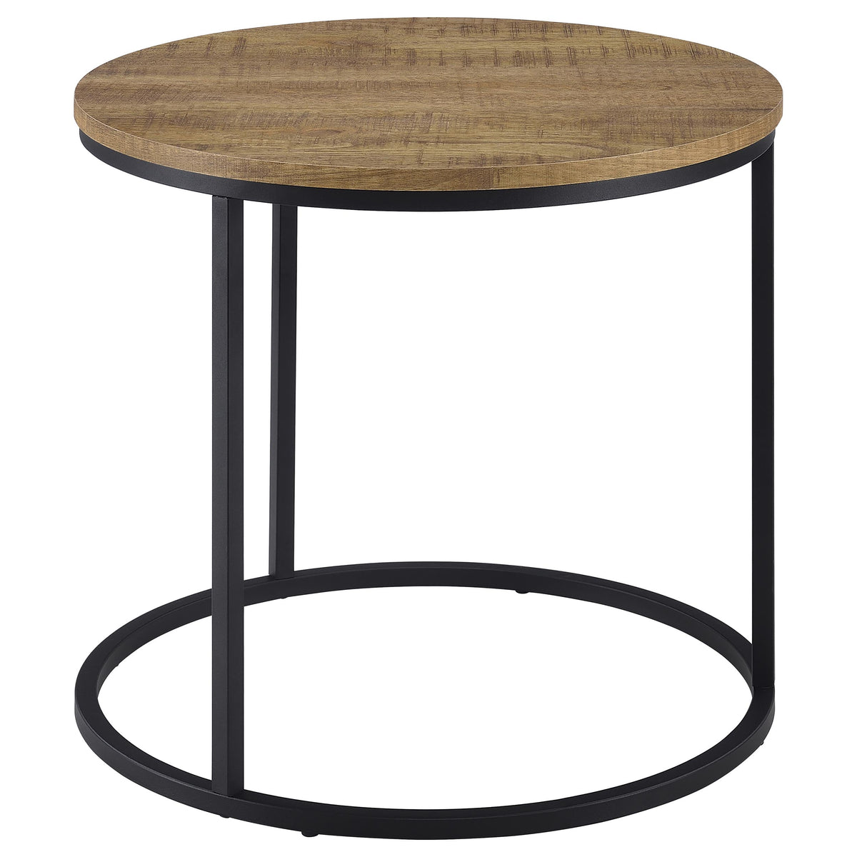 Lainey Round Nesting Coffee Tables & End Table - Mango Finish with Open Black Metal Bases – view 16