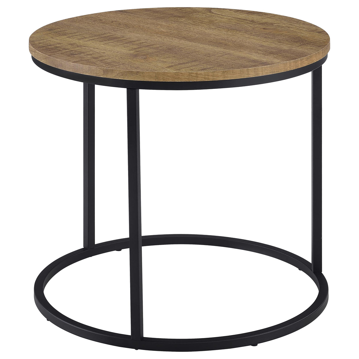 Lainey Round Nesting Coffee Tables & End Table - Mango Finish with Open Black Metal Bases – view 17