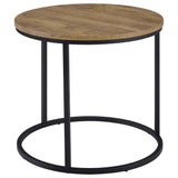 Lainey Round Nesting Coffee Tables & End Table - Mango Finish with Open Black Metal Bases – view 17