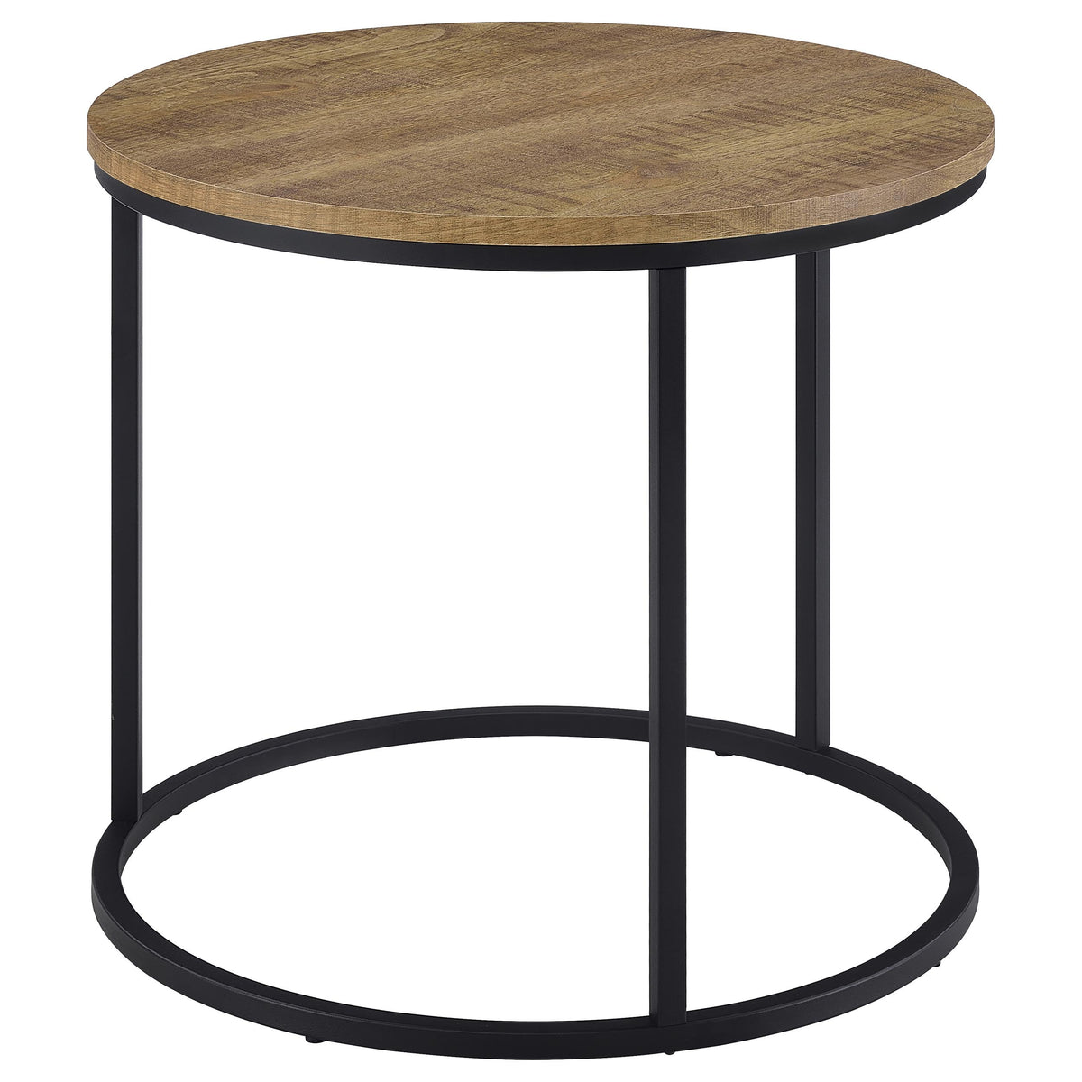 Lainey Round Nesting Coffee Tables & End Table - Mango Finish with Open Black Metal Bases – view 18