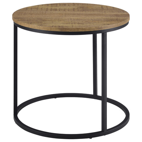 Lainey Round Nesting Coffee Tables & End Table - Mango Finish with Open Black Metal Bases – view 19