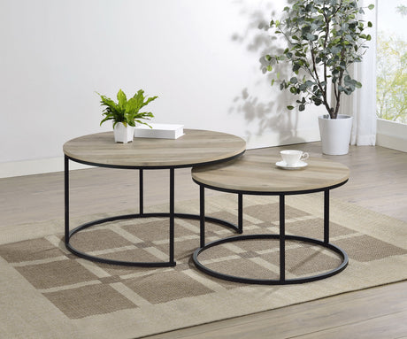 Lainey Round Nesting Coffee Tables & End Table - 2pcs- Nesting Coffee Tables