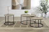 Lainey Round Nesting Coffee Tables & End Table - Distressed Pine with Black Open Metal Bases – view 14