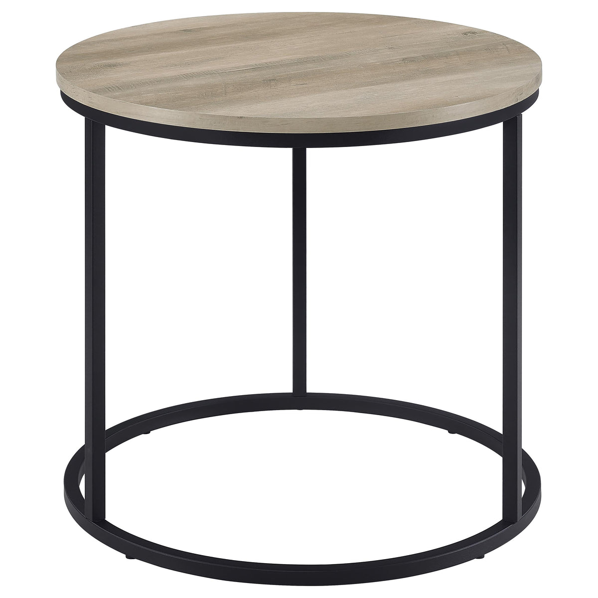 Lainey Round Nesting Coffee Tables & End Table - Distressed Pine with Black Open Metal Bases – view 15