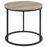 Lainey Round Nesting Coffee Tables & End Table - Distressed Pine with Black Open Metal Bases – view 15