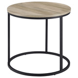 Lainey Round Nesting Coffee Tables & End Table - Distressed Pine with Black Open Metal Bases – view 16
