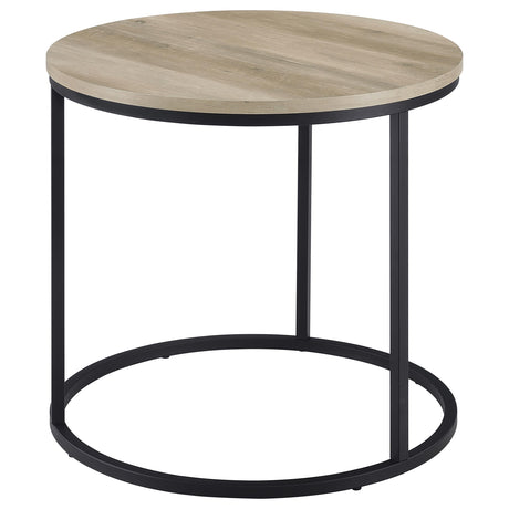 Lainey Round Nesting Coffee Tables & End Table - Distressed Pine with Black Open Metal Bases – view 16