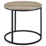 Lainey Round Nesting Coffee Tables & End Table - Distressed Pine with Black Open Metal Bases – view 17
