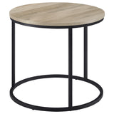 Lainey Round Nesting Coffee Tables & End Table - Distressed Pine with Black Open Metal Bases – view 19