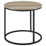 Lainey Round Nesting Coffee Tables & End Table - Distressed Pine with Black Open Metal Bases – view 20