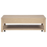Marcelo Light Elm Coffee Table, End Table, Sofa Table & 71" TV Stand - Geometric Veneer with Storage – view 6