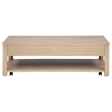 Marcelo Light Elm Coffee Table, End Table, Sofa Table & 71" TV Stand - Geometric Veneer with Storage – view 6