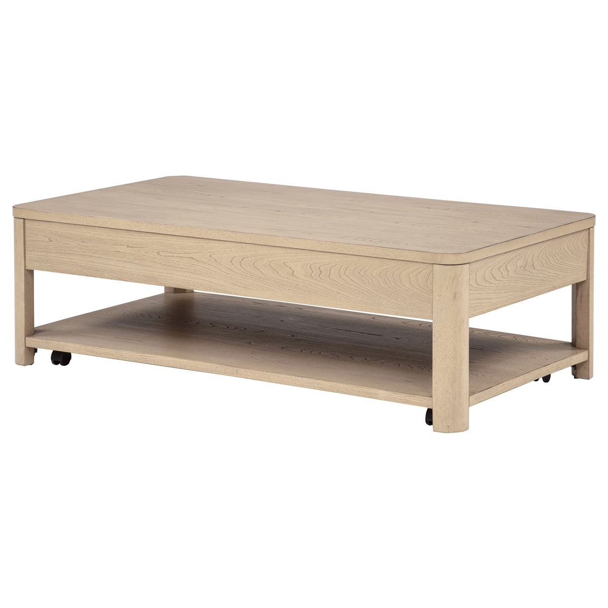 Marcelo Light Elm Coffee Table, End Table, Sofa Table & 71" TV Stand - Geometric Veneer with Storage – view 7