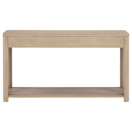 Marcelo Light Elm Coffee Table, End Table, Sofa Table & 71" TV Stand - Geometric Veneer with Storage – view 12