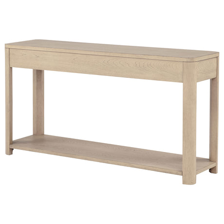 Marcelo Light Elm Coffee Table, End Table, Sofa Table & 71" TV Stand - Geometric Veneer with Storage – view 13