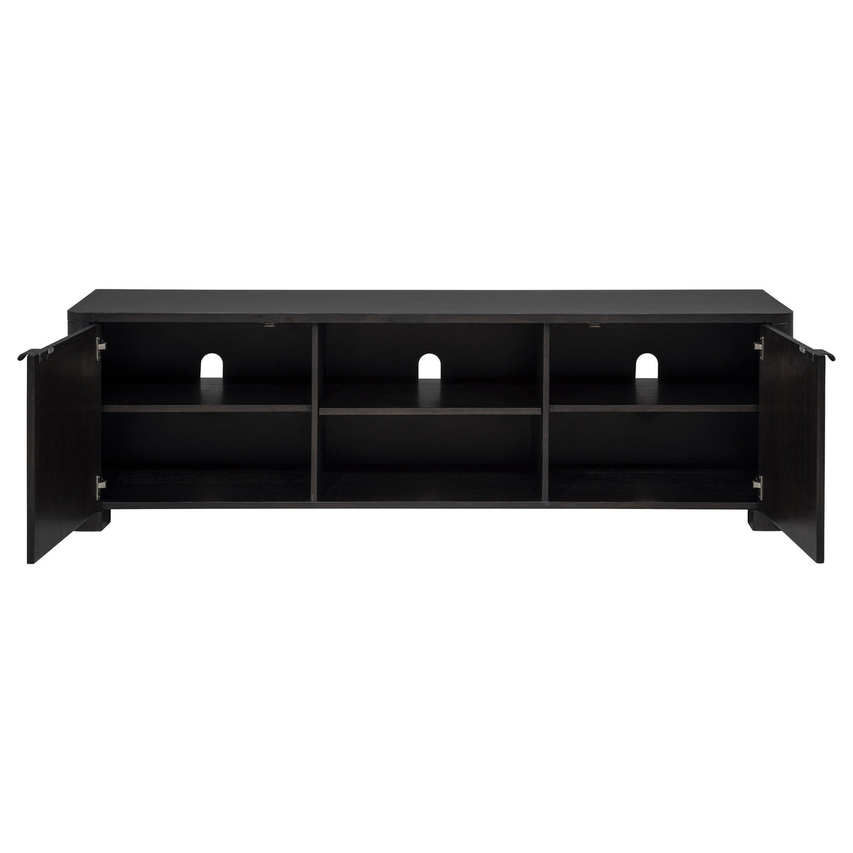 Marcelo Coffee Table, End Table, Sofa Table & 71" TV Stand - Faceted Oak Veneer in Coffee with Black Pulls – view 14