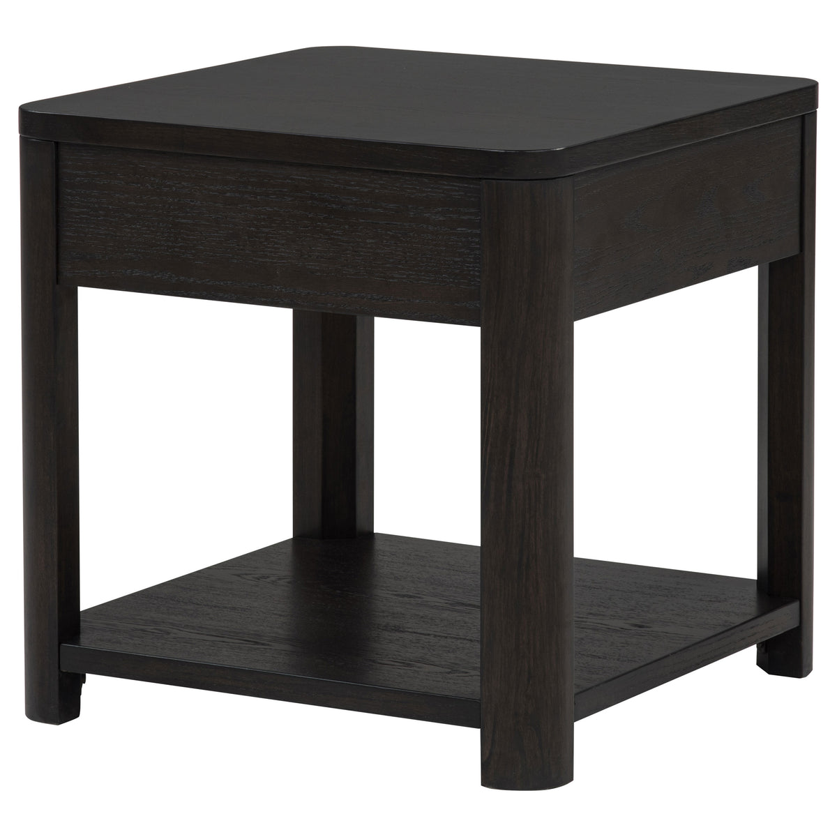 Marcelo Coffee Table, End Table, Sofa Table & 71" TV Stand - Faceted Oak Veneer in Coffee with Black Pulls – view 9