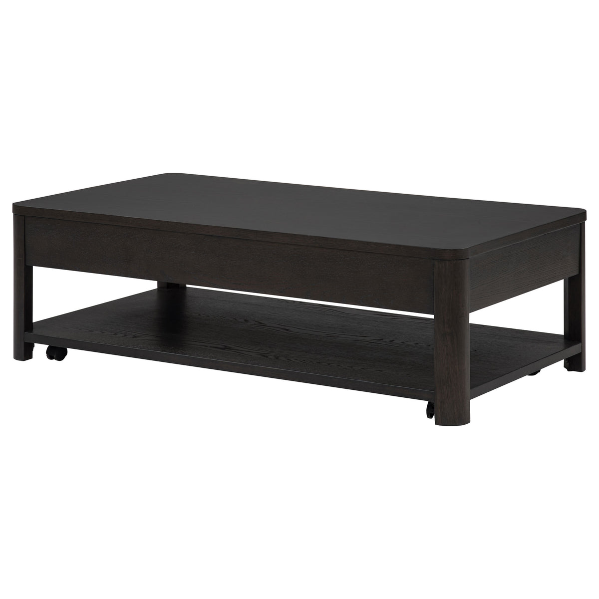 Marcelo Coffee Table, End Table, Sofa Table & 71" TV Stand - Faceted Oak Veneer in Coffee with Black Pulls – view 6