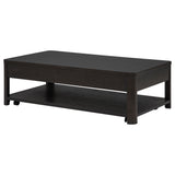 Marcelo Coffee Table, End Table, Sofa Table & 71" TV Stand - Faceted Oak Veneer in Coffee with Black Pulls – view 6
