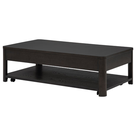 Marcelo Coffee Table, End Table, Sofa Table & 71" TV Stand - Faceted Oak Veneer in Coffee with Black Pulls – view 6