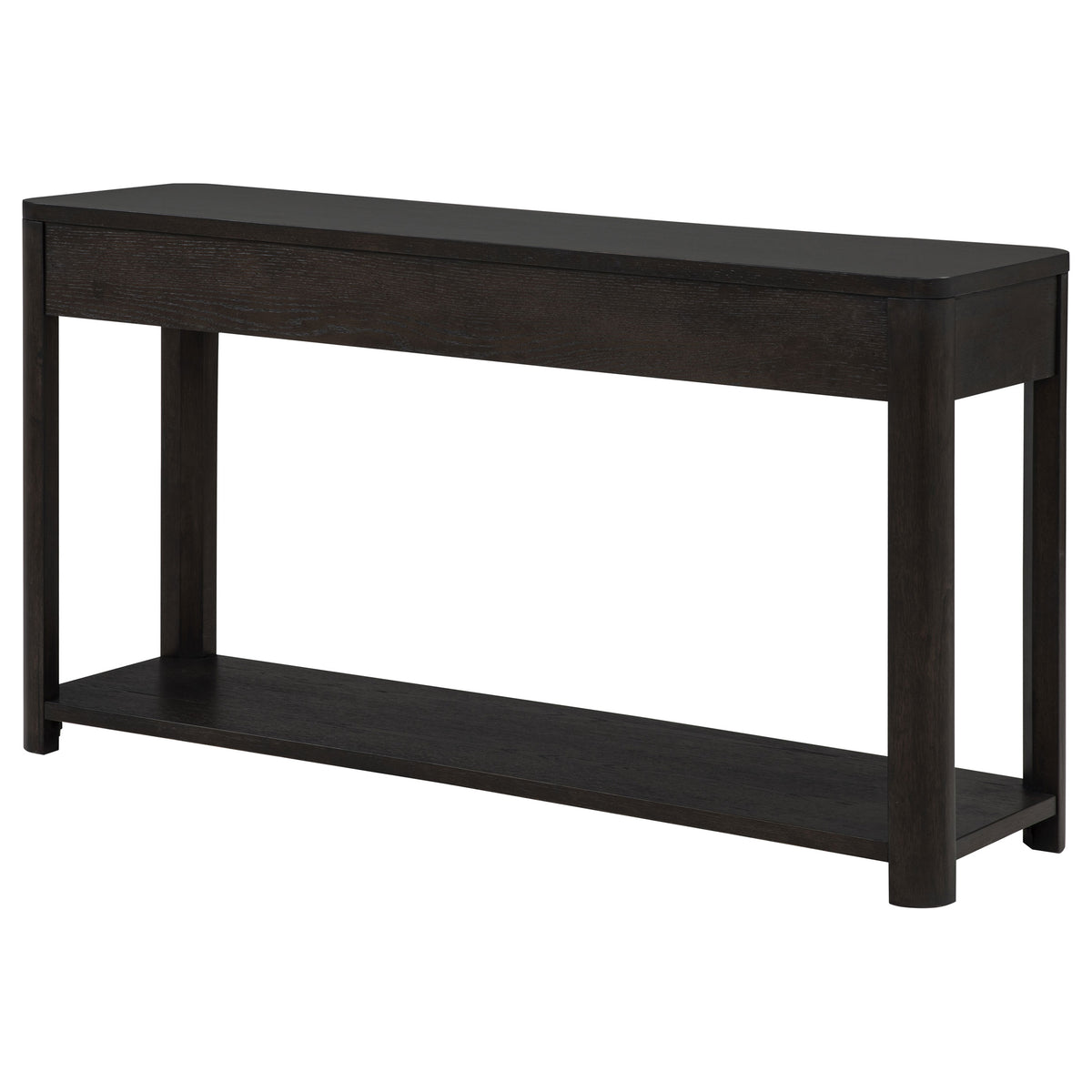 Marcelo Coffee Table, End Table, Sofa Table & 71" TV Stand - Faceted Oak Veneer in Coffee with Black Pulls – view 12