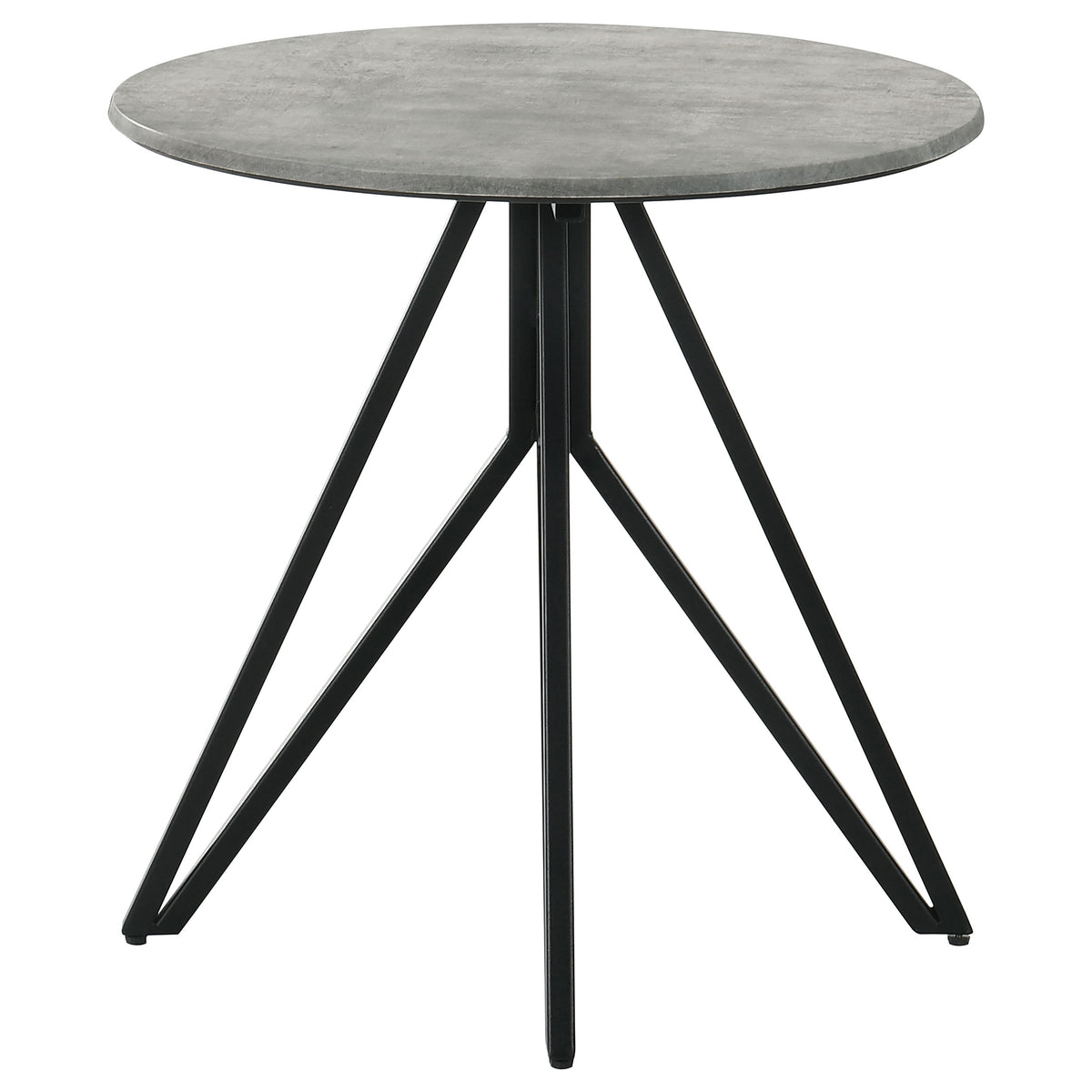 Hadi Round Coffee Table & End Table Sets - Faux Cement SmartTop with Gunmetal Hairpin Base – view 12