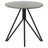Hadi Round Coffee Table & End Table Sets - Faux Cement SmartTop with Gunmetal Hairpin Base – view 12