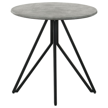 Hadi Round Coffee Table & End Table Sets - Faux Cement SmartTop with Gunmetal Hairpin Base – view 12