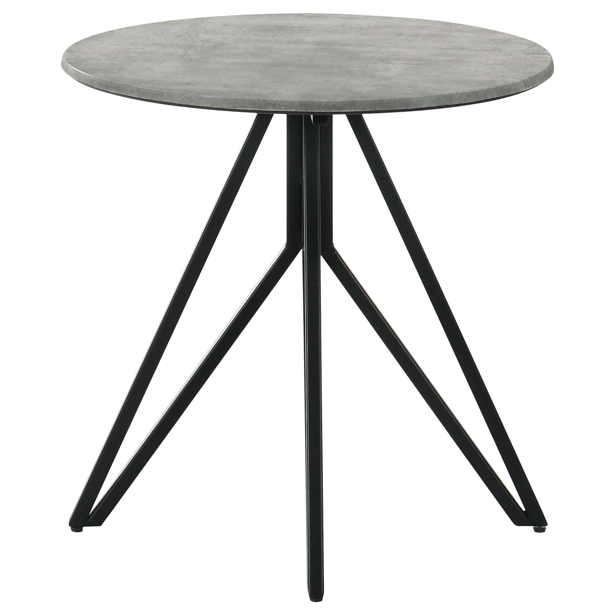 Hadi Round Coffee Table & End Table Sets - Faux Cement SmartTop with Gunmetal Hairpin Base – view 19