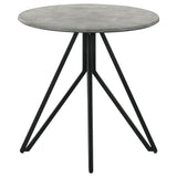 Hadi Round Coffee Table & End Table Sets - Faux Cement SmartTop with Gunmetal Hairpin Base – view 19
